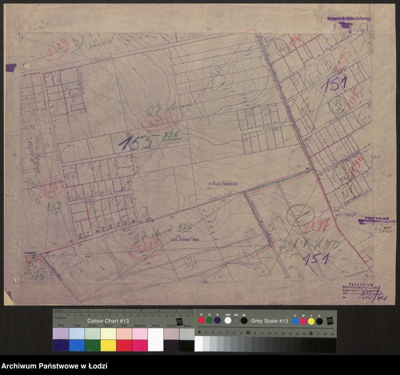 Obraz 1 z jednostki "Plan m. Łodzi 1:2000 z oznaczeniem podziału miasta na obwody i rejony spisowe. Sekcja SW91"