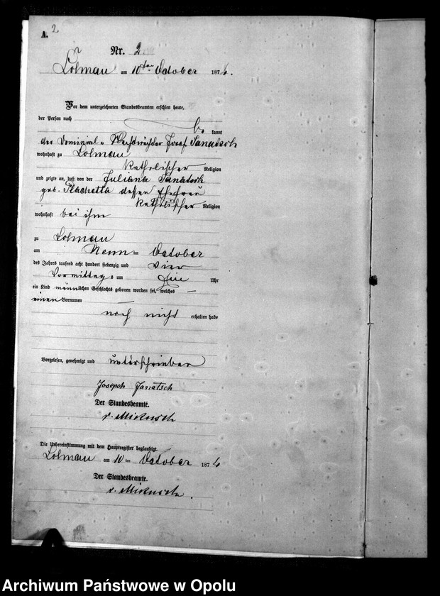 image.from.unit.number "Urząd Stanu Cywilnego Łany Księga urodzeń rok 1874-76"