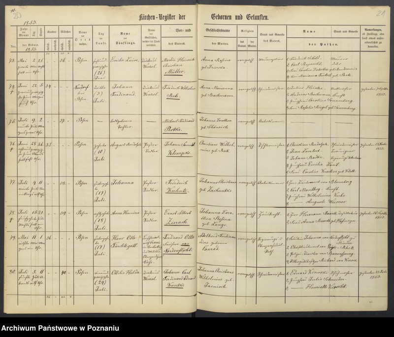 Obraz 13 z jednostki "Verzeichniss der Gebornen und Getauften, Getrauten, Verstorbenen"