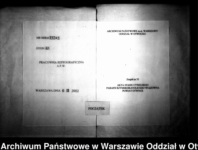 Obraz 1 z jednostki "Duplikat akt urodzonych, zaślubionych i zmarłych parafii Wiązowna za rok 1881"