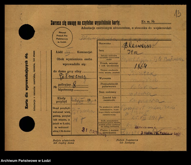 image.from.unit.number "[Spis ludności Łodzi] Blajweiss - Blesiński"