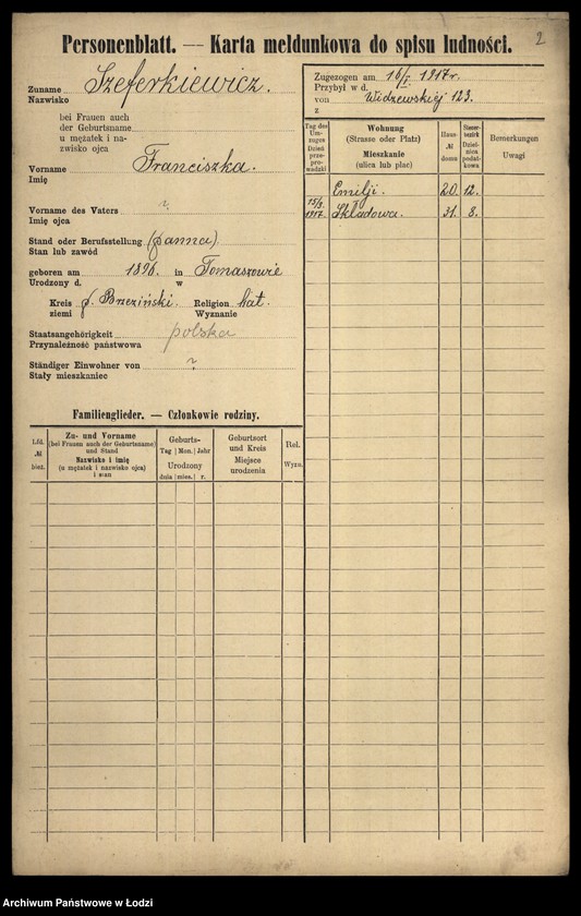Obraz 4 z jednostki "[Spis ludności Łodzi] Szeferkiewicz-Szemraj"
