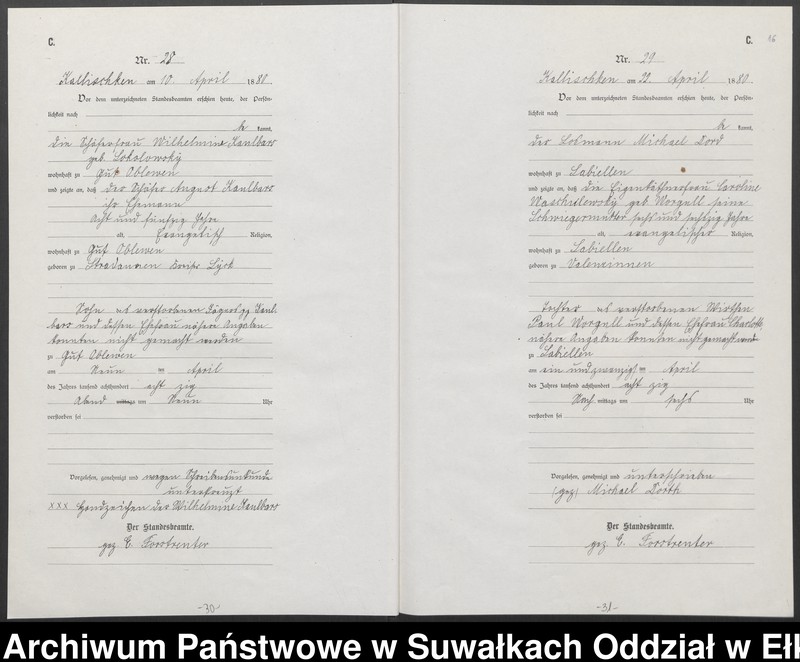 image.from.unit.number "[Sterbe-Neben-Register des Königlich Preussischen Standes-Amtes Kallischken Kreis Johannisburg]"