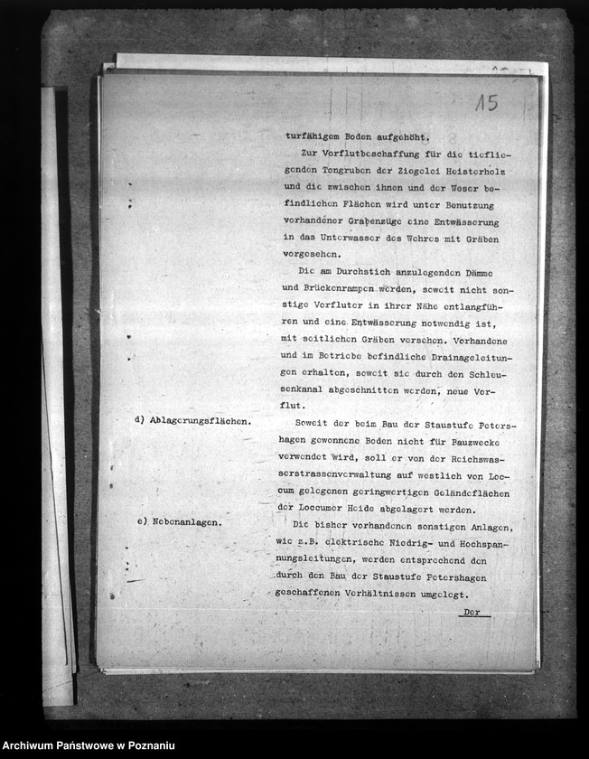 Obraz 19 z jednostki "Wasserstrassendirektion Hannover. Neubauamt für die Kanalisierung der Mitteweser Minden i. W. Staustufe Petershagen. Ausbauverfahren"