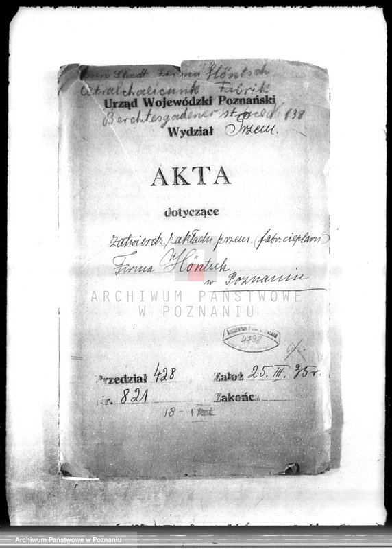 Obraz 4 z jednostki "Zatwierdzenie zakładu przemysłowego /fabr. cieplarń/ Firma Höntsch w Poznaniu"