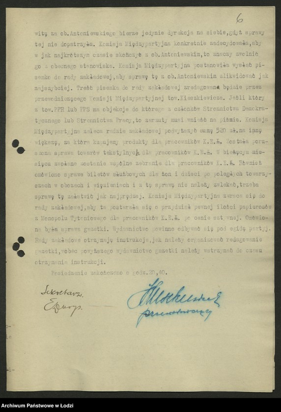 Obraz 7 z jednostki "Protokoły [wspólnych posiedzeń komitetów dzielnicowych PPS i PPR] T-2"