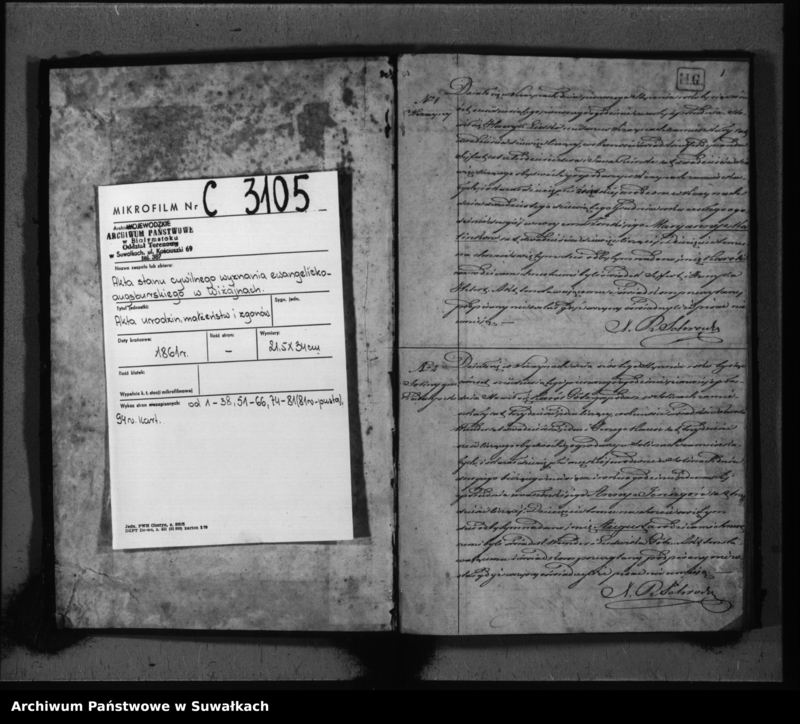 image.from.unit.number "Duplikat Aktów Stanu Cywilnego Parafii Ew. Augsburskiej Wiżajny za rok 1861"