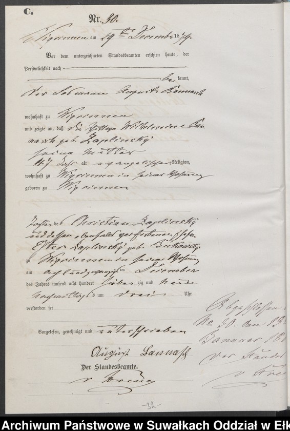 image.from.unit.number "Sterbe-Haupt-Register des Königlich Preussischen Standes-Amtes Guszianka Kreis Sensburg"