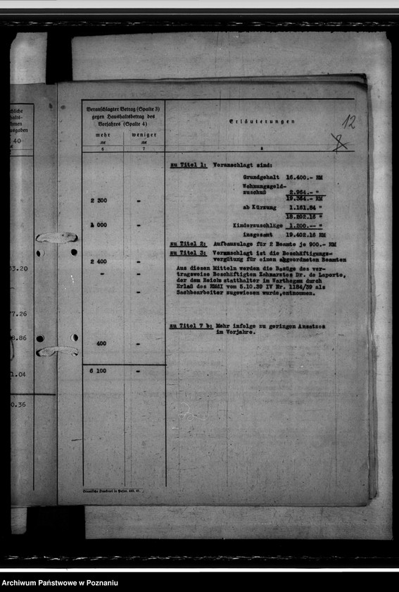 Obraz 15 z jednostki "Haushalt der Medizinalverwaltung - Haushaltsvoranschlag 1942"