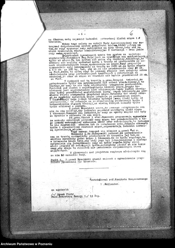 Obraz 10 z jednostki "Sprawy szczegółowo-administracyjne Komitet Gospodarczy protokoły i konferencje"