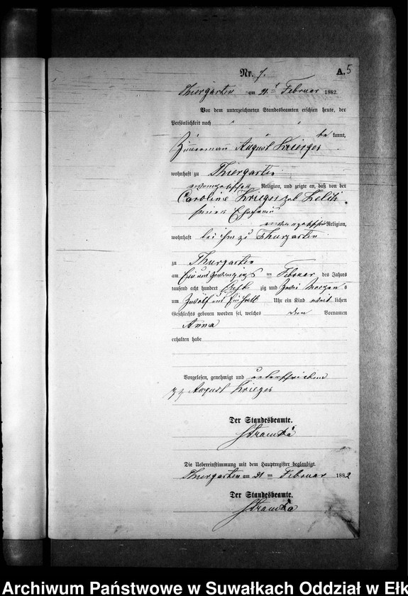 image.from.unit.number "Geburts-Neben-Register des Preussischen Standes-Amtes Prinowen Kreis Angerburg"