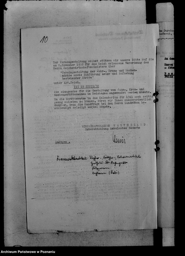 Obraz 14 z jednostki "Korespondencja w sprawie odbywania targów i jarmarków w okresie wojny"