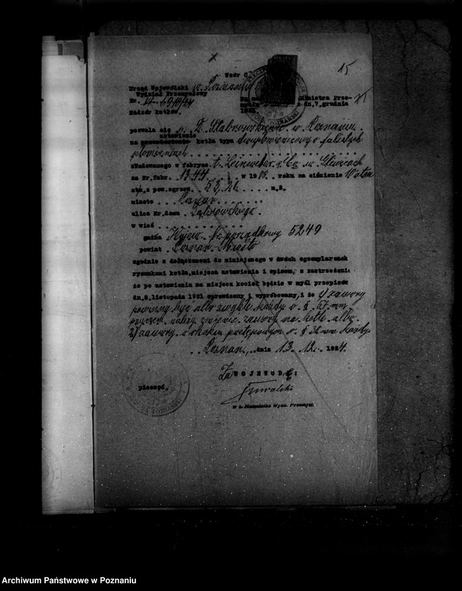 Obraz 18 z jednostki "Gorzelnia w majątku Szczuczyn własność Ordynacja w Kobylnikach powiat szamotulski nr woj. kotła 5249 pop. własność Fabryka makaronów musztard i konserw D. Stabrowskiego w Poznaniu"