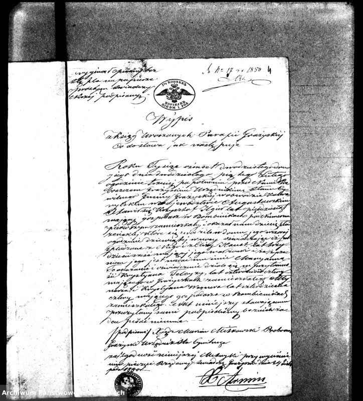 image.from.unit.number "Dowody do aktów małżeństw Parafii Ewangelickiey Wiżayny z roku 1850"