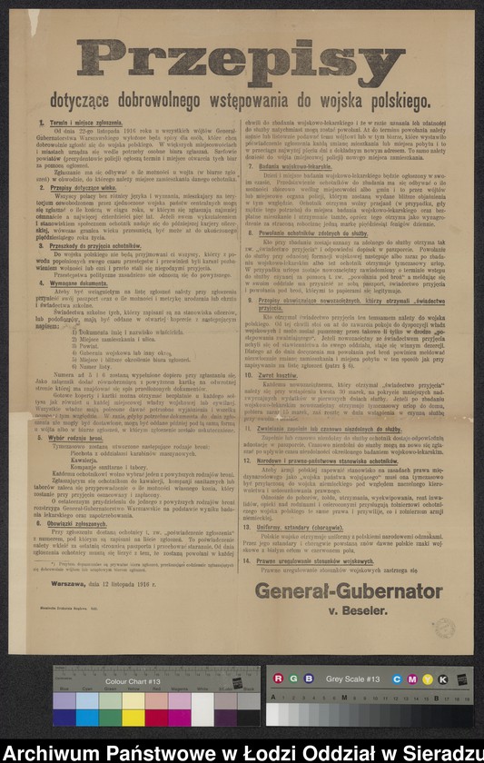 Obraz 1 z kolekcji "Obwieszczenia w sprawie poboru do Wojska Polskiego111"