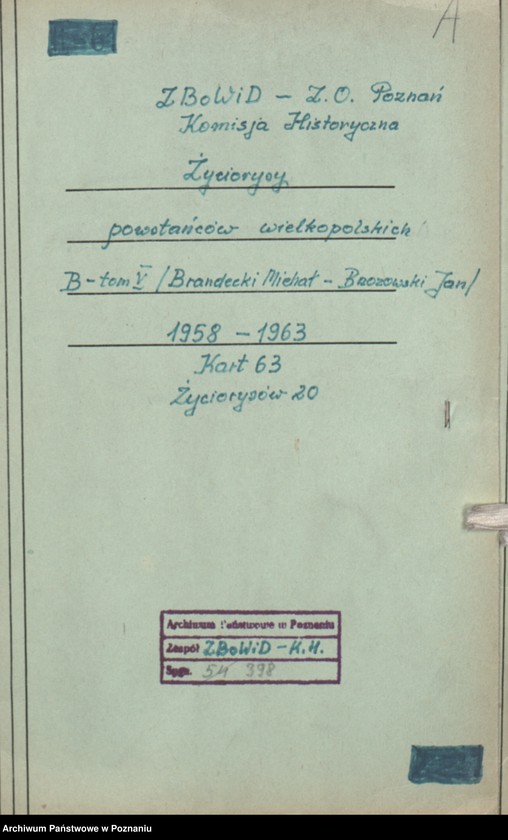 Obraz 7 z jednostki "Życiorysy powstańców wielkopolskich: B - tom V /Brandecki Michał - Brzozowski Jan/."