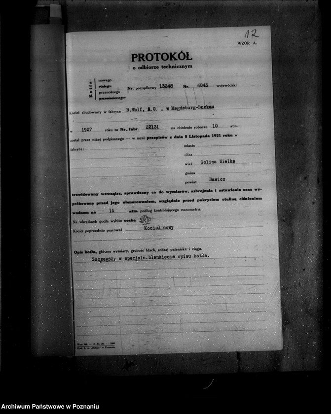 Obraz 17 z jednostki "Gorzelnia rolnicza W. Rohra w Golinie Wielkiej nr woj. kotła 6042"