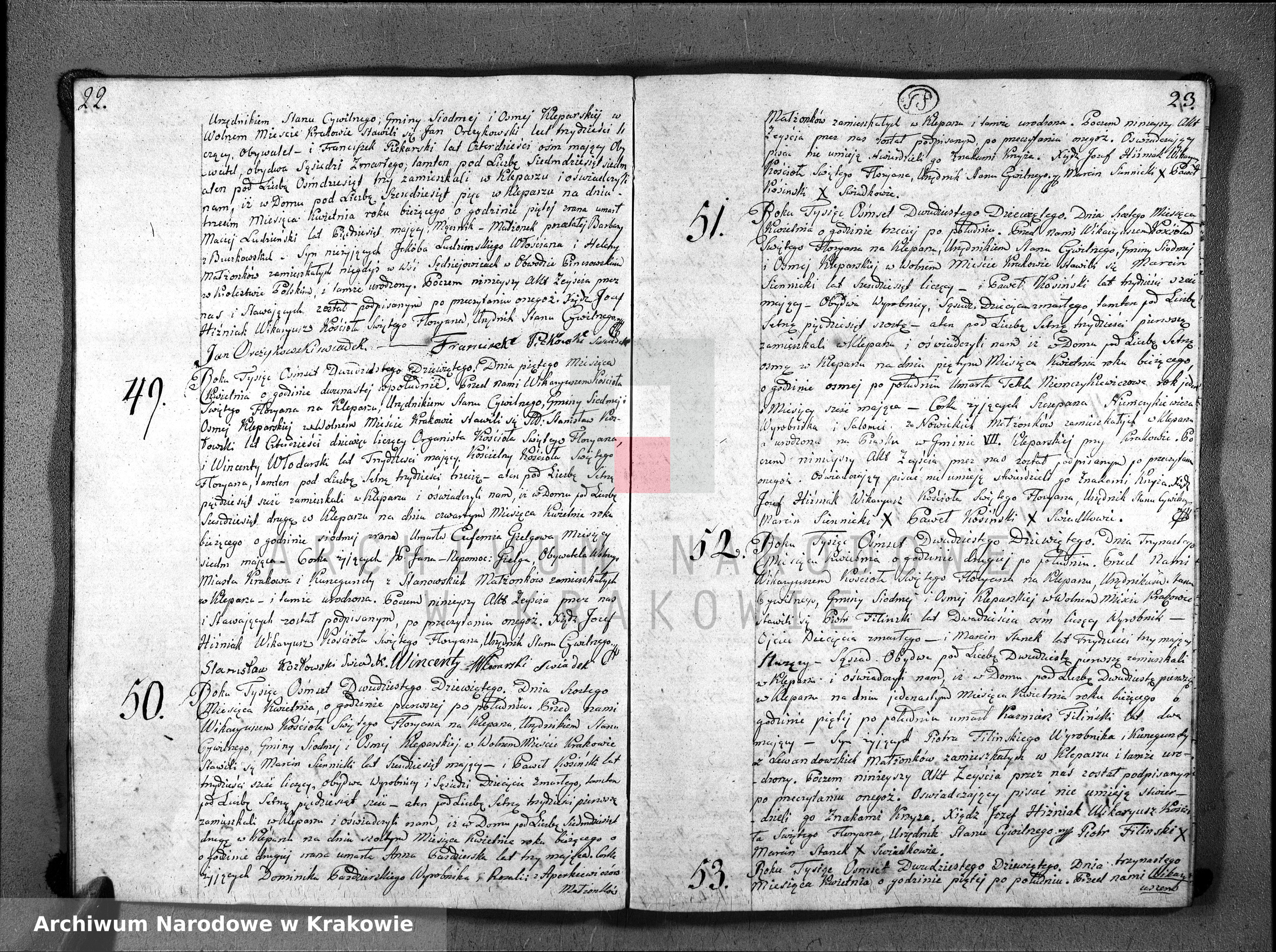Skan z jednostki: Księga Aktów Zeyścia Parafii Sgo Floryana na Rok 1829