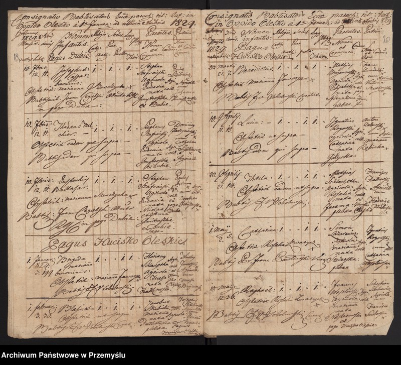 image.from.unit.number "[Odpisy ksiąg urodzeń, małżeństw, zgonów parafii rzymskokatolickiej Olesko z 1829 roku]"