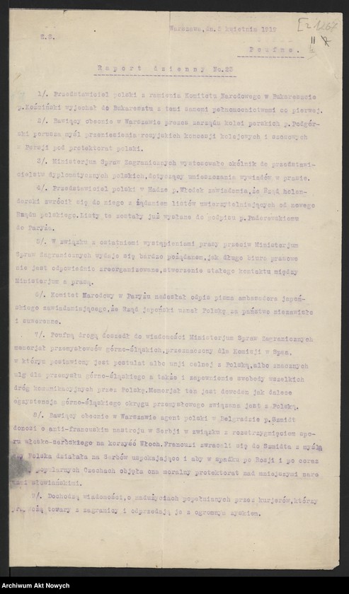 image.from.unit.number "Raporty polityczne, wiadomości różne z Warszawy i Paryża; "Pro Memoria""