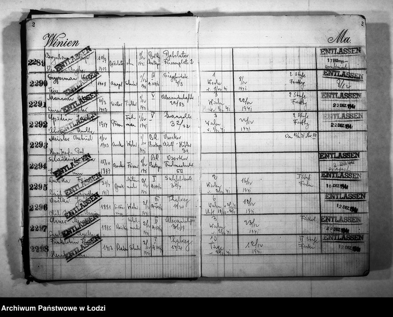 Obraz 5 z jednostki "Entlassungsbuch [Imienny spis więźniów, dane personalne]"