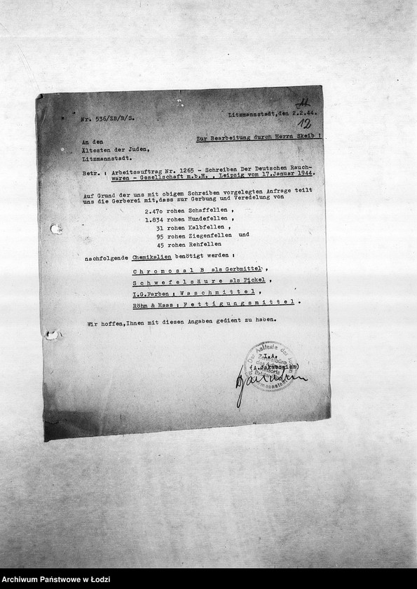 Obraz 15 z jednostki "Arbeitsressort [Produkcja i zapotrzebowanie materiałów dla resortów pracy]"