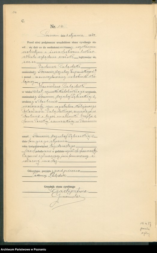 Obraz 16 z jednostki "Księga miejscowa zgonów tom I [Rejestr główny zgonów]"