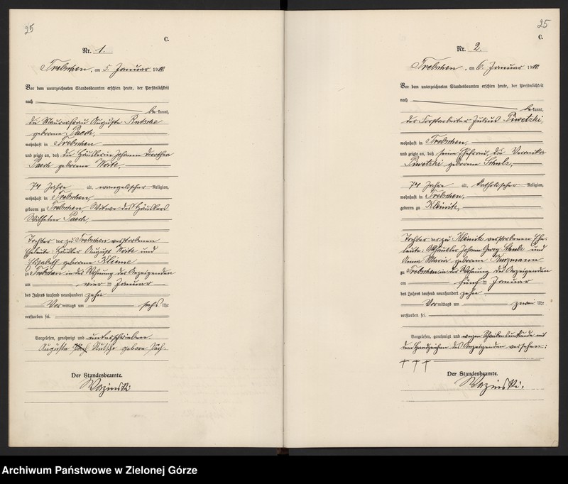 image.from.unit.number "Sterbe-Register (Haupt Register) Standesamt Trebschen Kreis Züllichau-Schwiebus 1908 bis 1922"