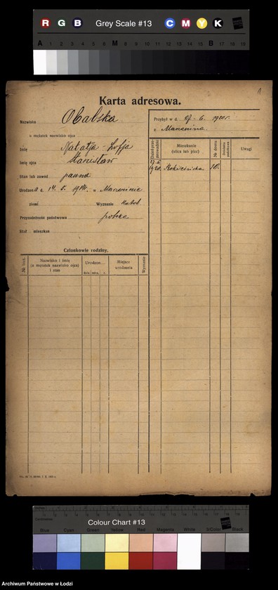 Obraz 3 z jednostki "[Spis ludności Łodzi] Obalska-Ochocki"