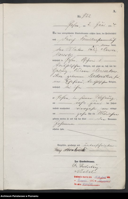 Obraz 9 z jednostki "Księga miejscowa urodzeń tom III[Rejestr główny urodzeń]"