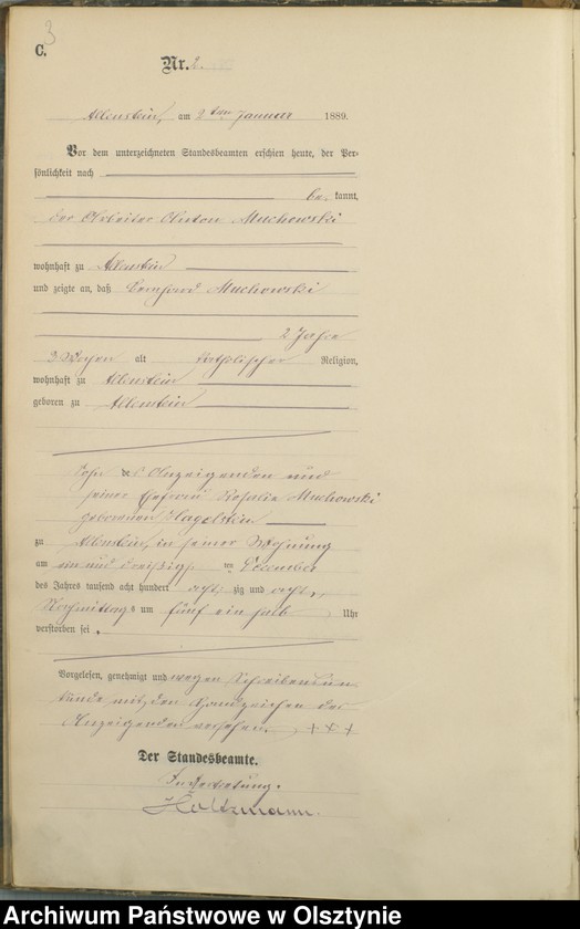 image.from.unit.number "Sterbe-Haupt-Register Tom I,Nr 1 - 302"