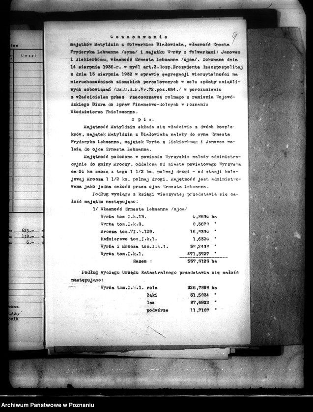 Obraz 13 z jednostki "Majątek Wyrza-Matyldzin powiatu wyrzyskiego parcelacja oddłużeniowa"