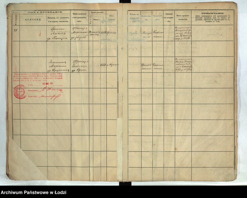 Obraz 6 z jednostki "[Księga ludności stałej m. Łodzi guberni piotrkowskiej - Dzielnicy Bałuty nr domu 49-58]"