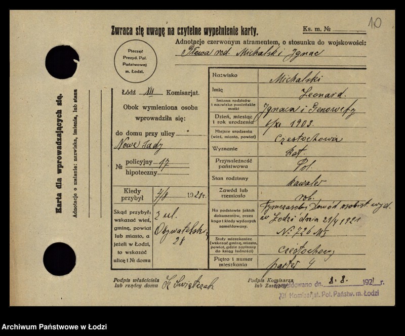 Obraz 12 z jednostki "[Spis ludności Łodzi] Michalski - Michałowicz"