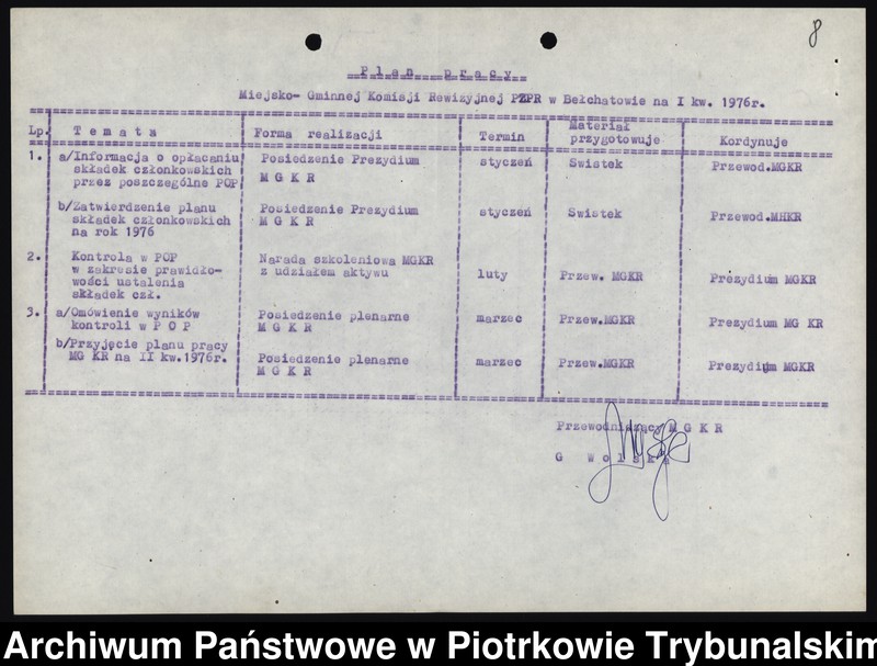 Obraz 15 z jednostki "[Protokoły z posiedzeń Egzekutywy Komitetu Miejsko-Gminnego PZPR w Bełchatowie]"