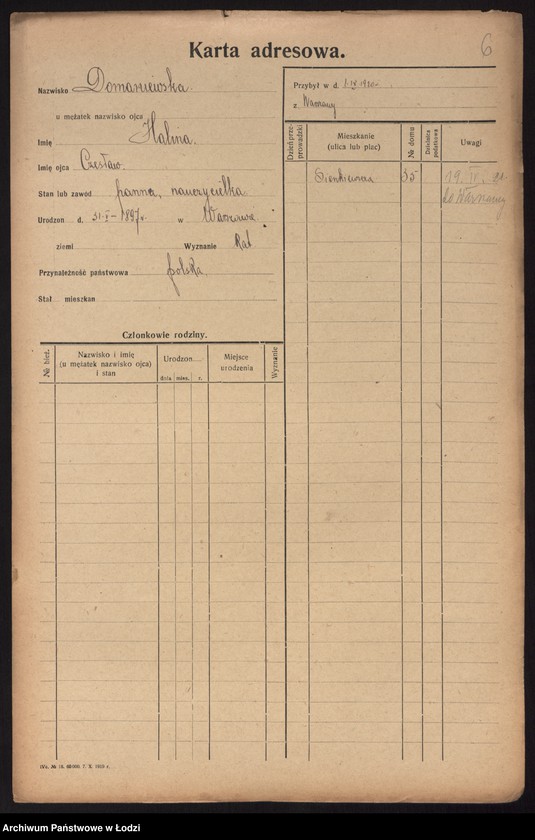 Obraz 8 z jednostki "[Spis ludności Łodzi] Doman - Domowicz"