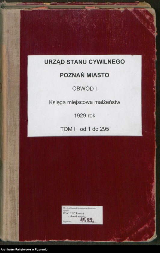 Obraz 2 z jednostki "Księga miejscowa małżeństw tom I [Rejestr główny małżeństw]"