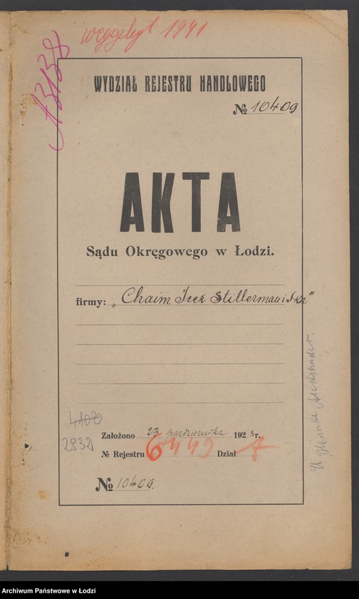 Obraz 2 z jednostki "Chaim Icek Stillerman i S-ka- handel manufakturą"