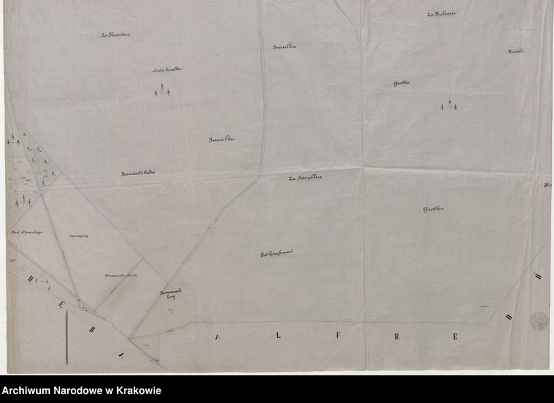 image.from.unit.number "Plan sytuacyjny według mapy katastralnej gminy Jadachy. Własność Z. hr. Tarnowskiego"