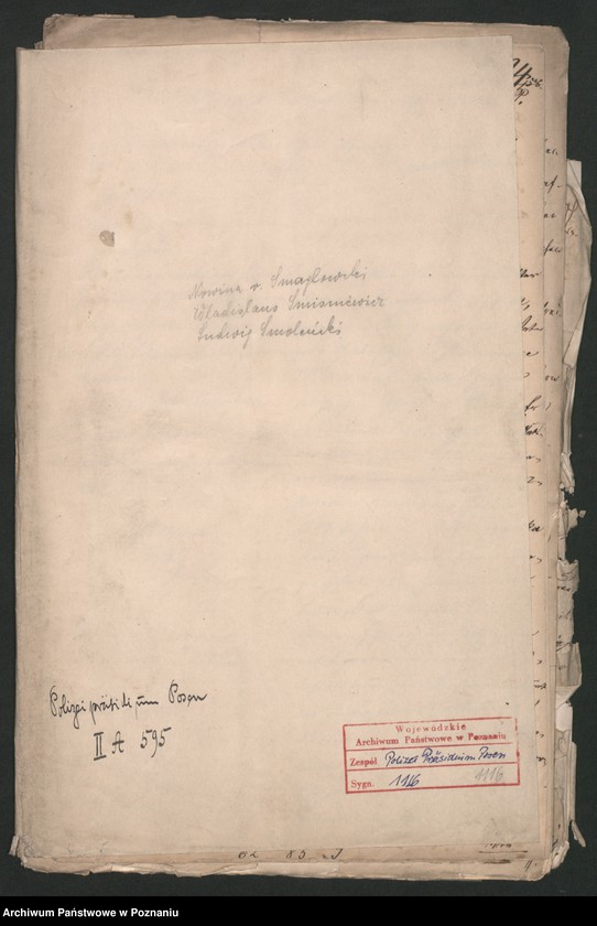 Obraz 2 z jednostki "A. betr. den österreichischen Untertan Nowina von Smaglowski, den Wladislaus Smisniewicz, Student aus Schroda, den Ludwik von Smoleński, Gutsbesitzer aus Plock"