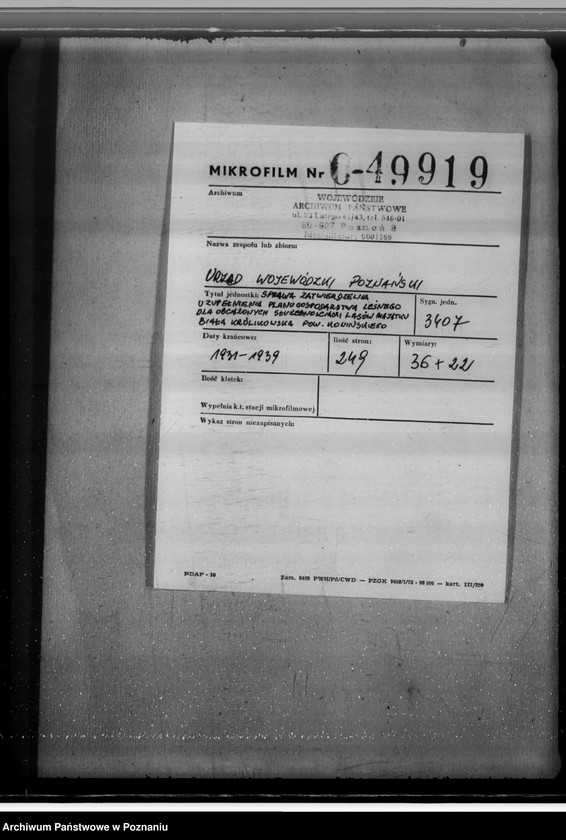 Obraz 2 z jednostki "Sprawa zatwierdzenia uzupełnienia planu gospodarstwa leśnego dla obciążonych służebnościami lasów majątku Biała-Królikowska powiatu konińskiego"