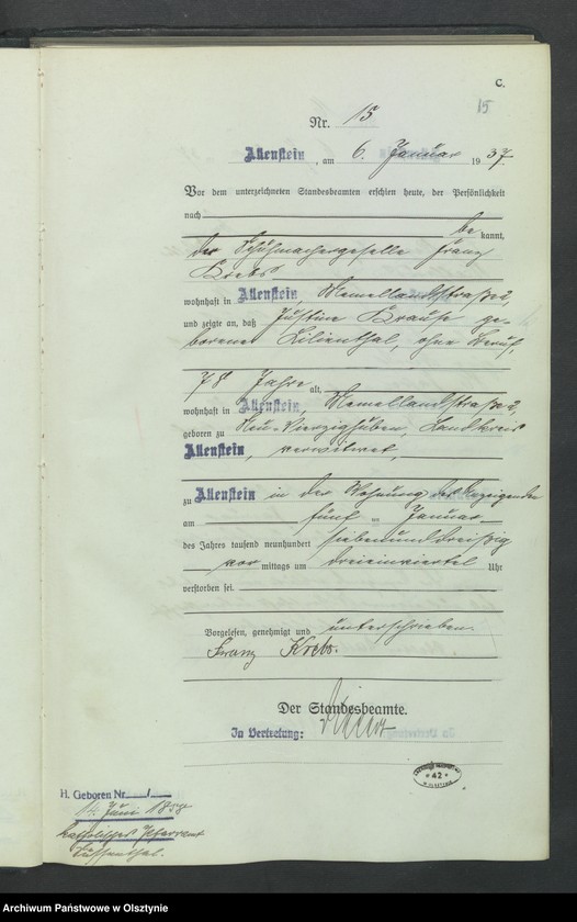 image.from.unit.number "Sterbe-Haupt-Register Tom I, Nr 1-351"
