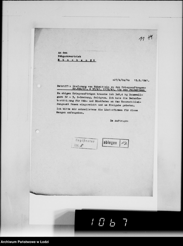 Obraz 15 z jednostki "[Korespondencja z urzędami, instytucjami i firmami] Lit.Na-Ny."