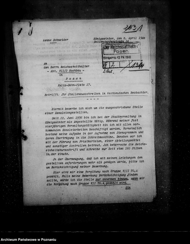 Obraz 5 z jednostki "Bewerbungen um Anstellung"