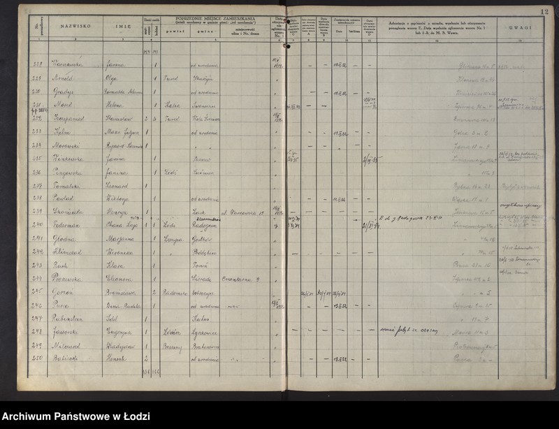 Obraz 15 z jednostki "Księga kontroli ruchu ludności (rejestr osób przybywających do gminy) Łódź, komisariat I, nr 1-2004"