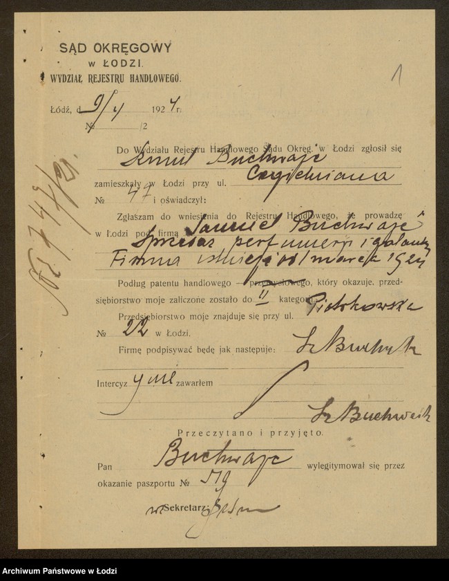 Obraz 3 z jednostki "Szmul Buchowajc- sprzedaż perfum i galanterii"