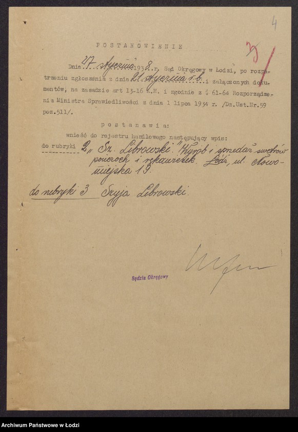 Obraz 6 z jednostki "Szyja Librowski- wyrób i sprzedaż swetrów, pończoch i rękawiczek"