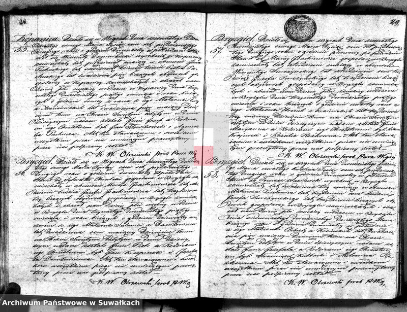 image.from.unit.number "Duplikat akt urodzonych, zaślubionych i umarłych parafii Wigry z roku 1852"