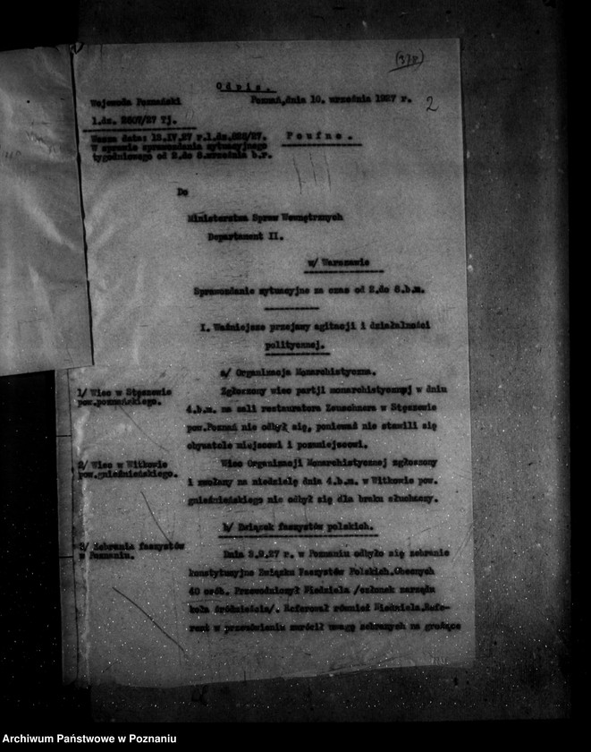 Obraz 6 z jednostki "Sprawozdania sytuacyjne tygodniowe za czas od 2 września do 27 października 1927 r."