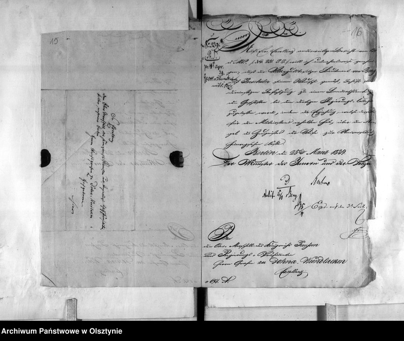 image.from.unit.number "Zulassung des Rittergutsbesitzers Lieutenant von Berg [Hermann] zu den Geschäften bei der Regierung"